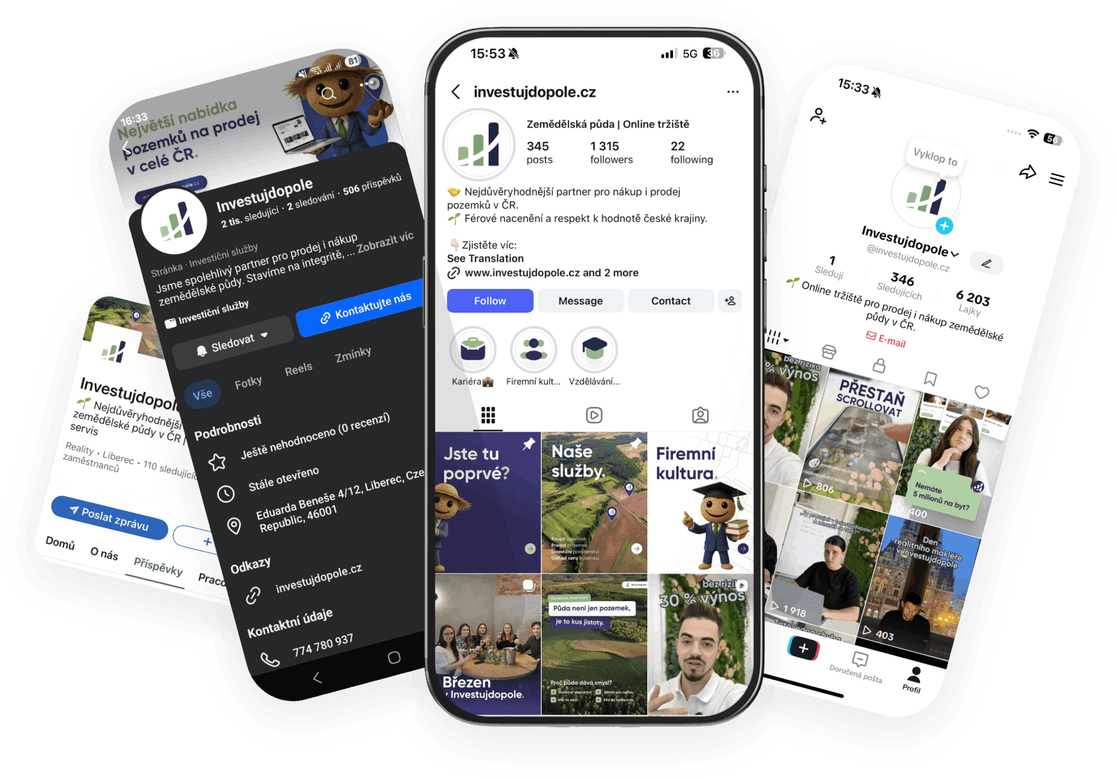 Screenshot sociálních sítí